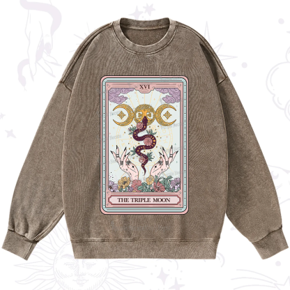 Purplehecate The Triple Moon Tarot Washed Sweatshirt