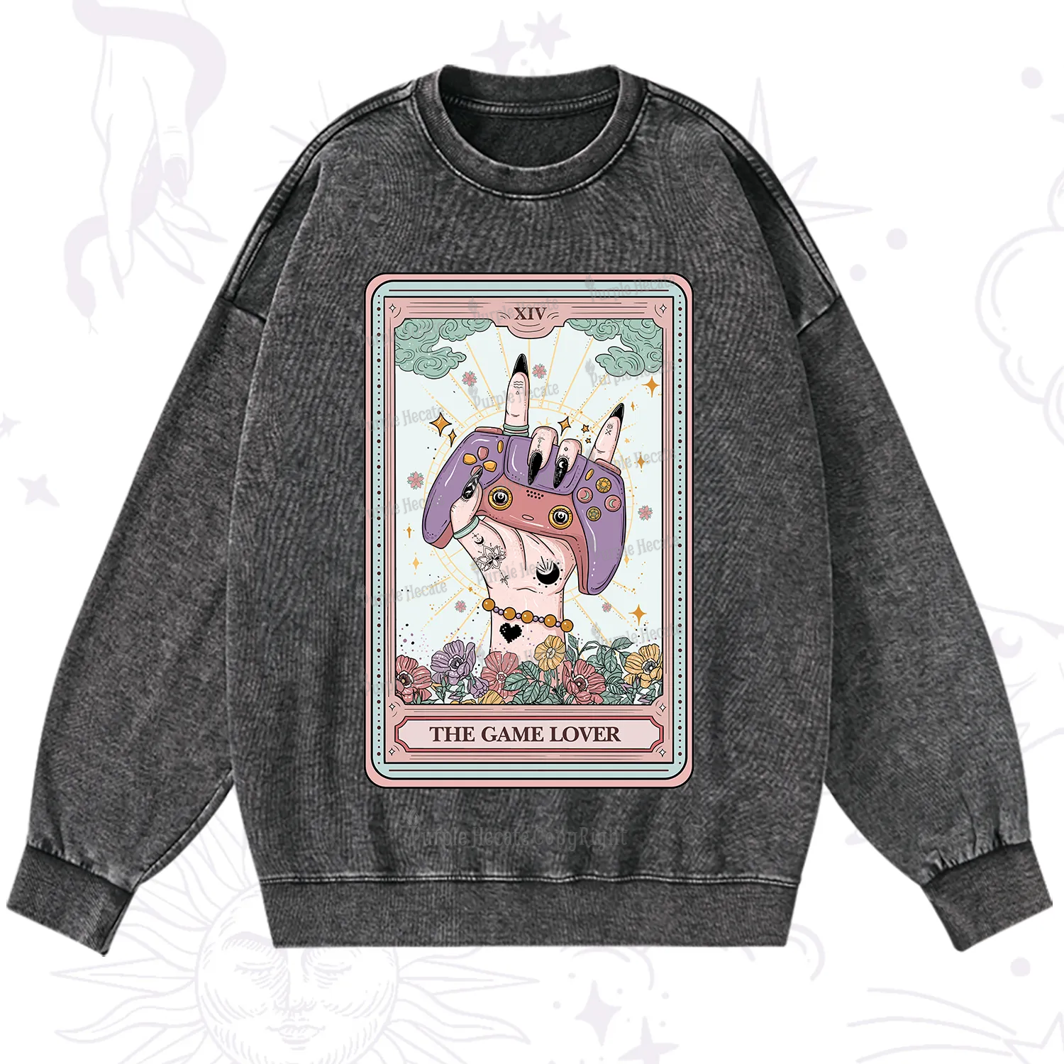 Purplehecate The Game Lover Tarot Washed Sweatshirt