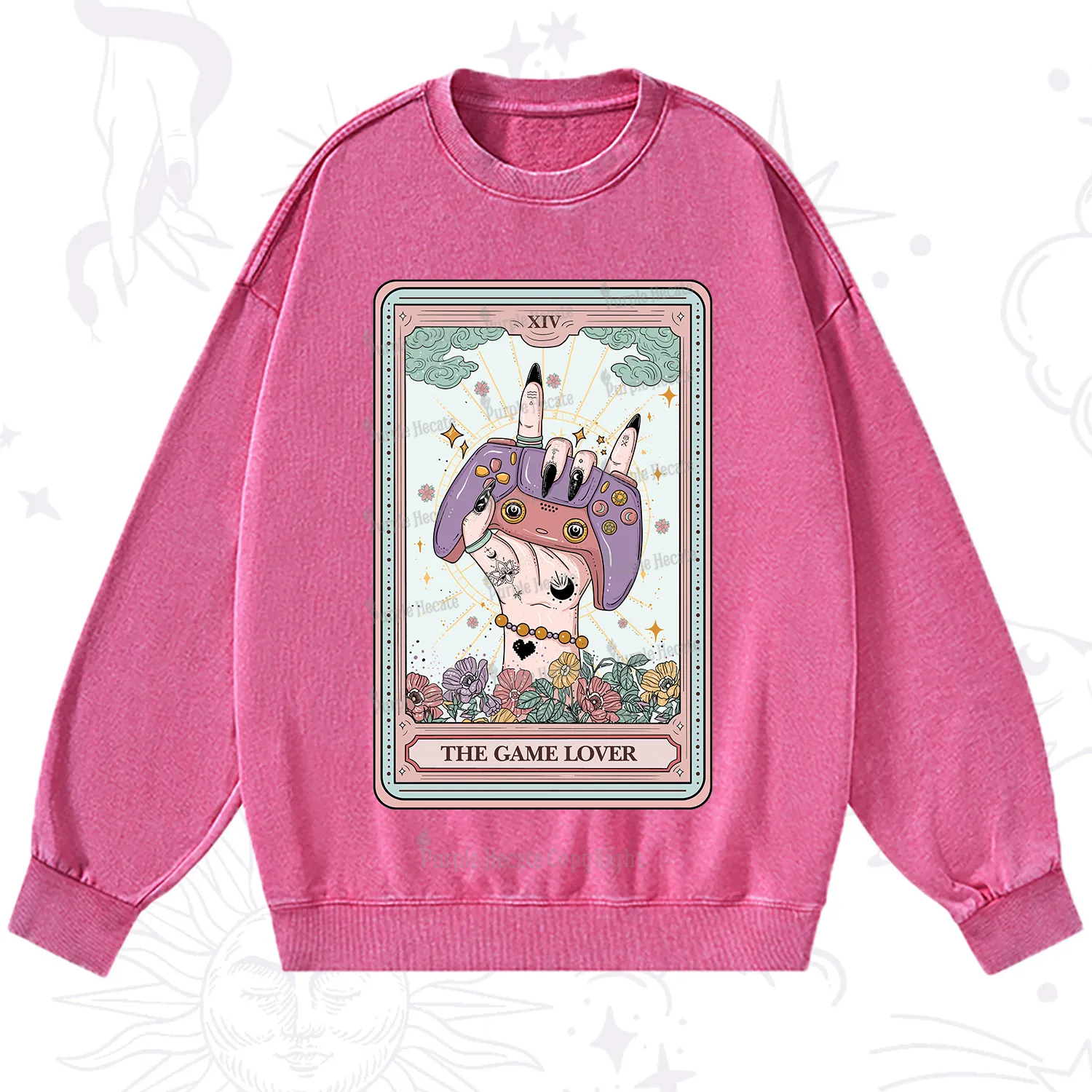 Purplehecate The Game Lover Tarot Washed Sweatshirt