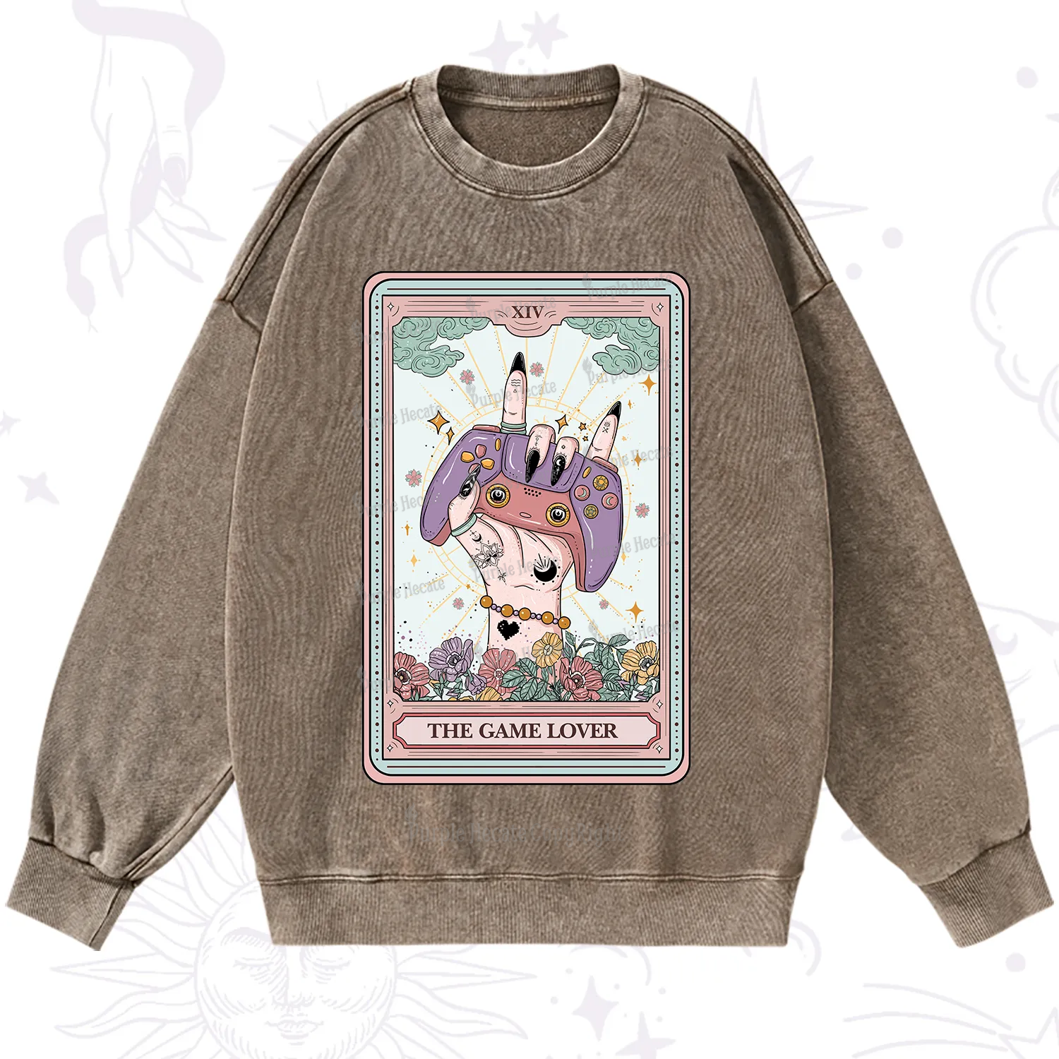 Purplehecate The Game Lover Tarot Washed Sweatshirt