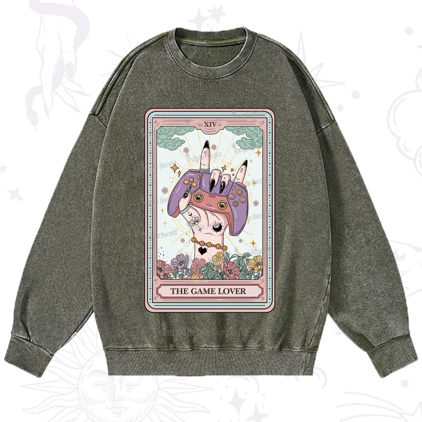 Purplehecate The Game Lover Tarot Washed Sweatshirt