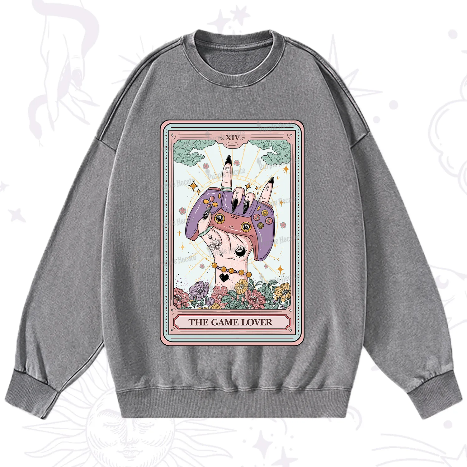 Purplehecate The Game Lover Tarot Washed Sweatshirt