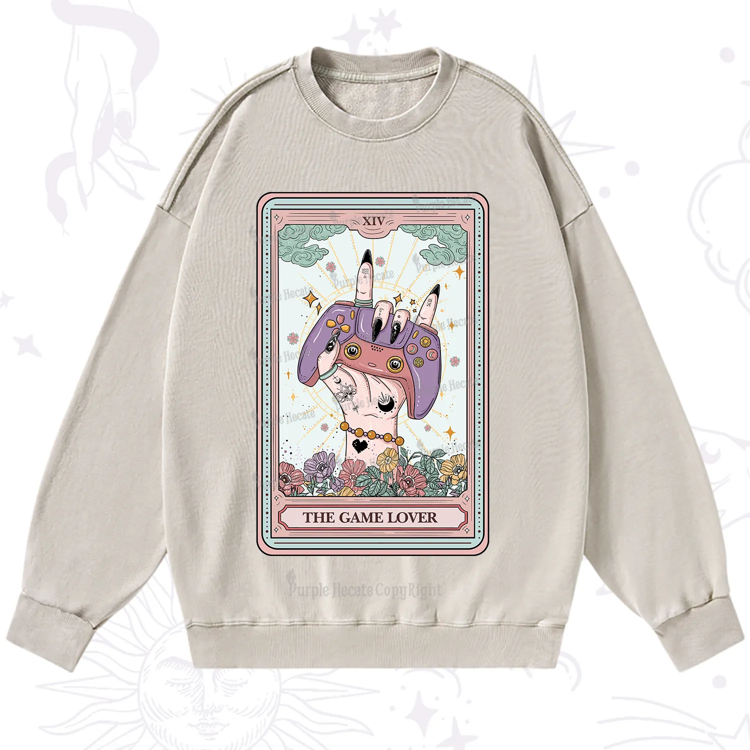 Purplehecate The Game Lover Tarot Washed Sweatshirt