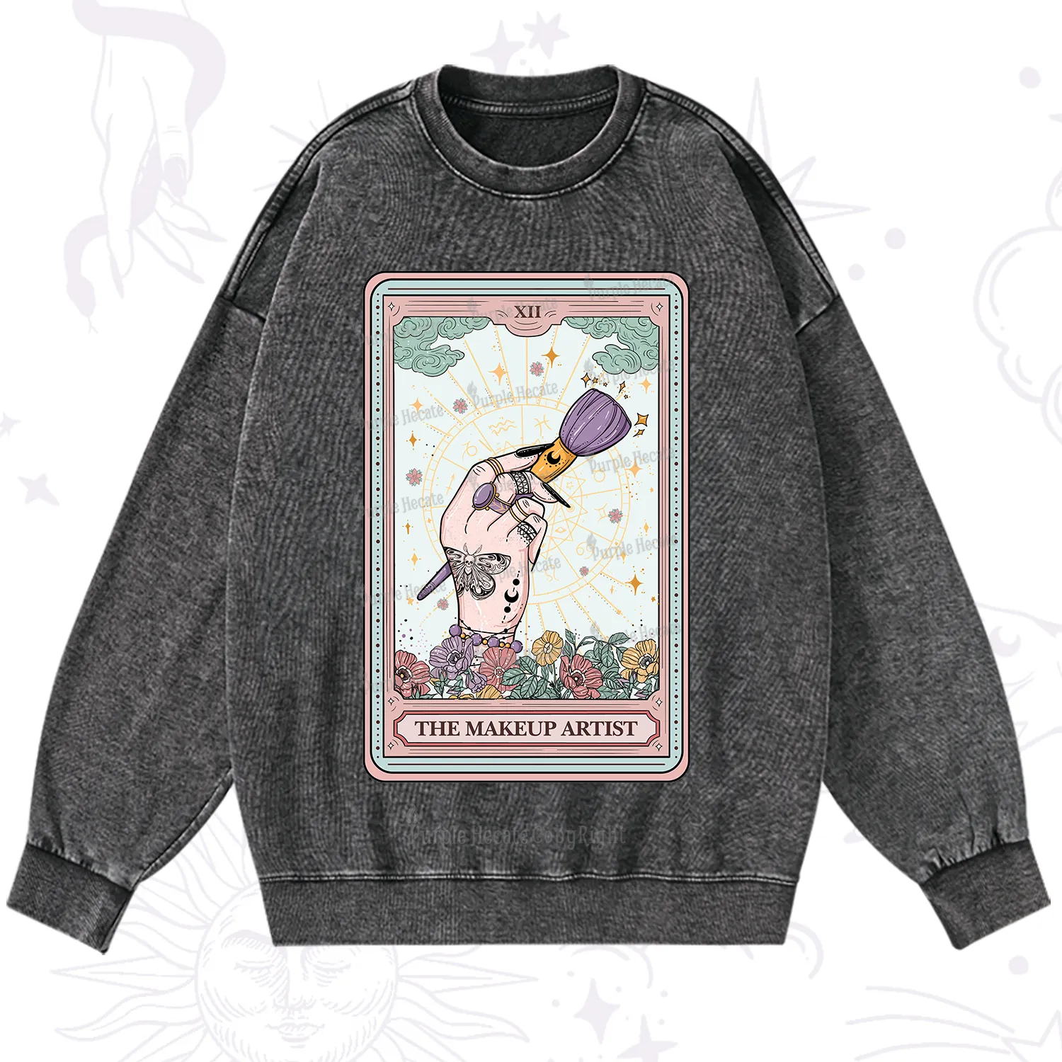 Purplehecate The Makeup Artist Tarot Washed Sweatshirt