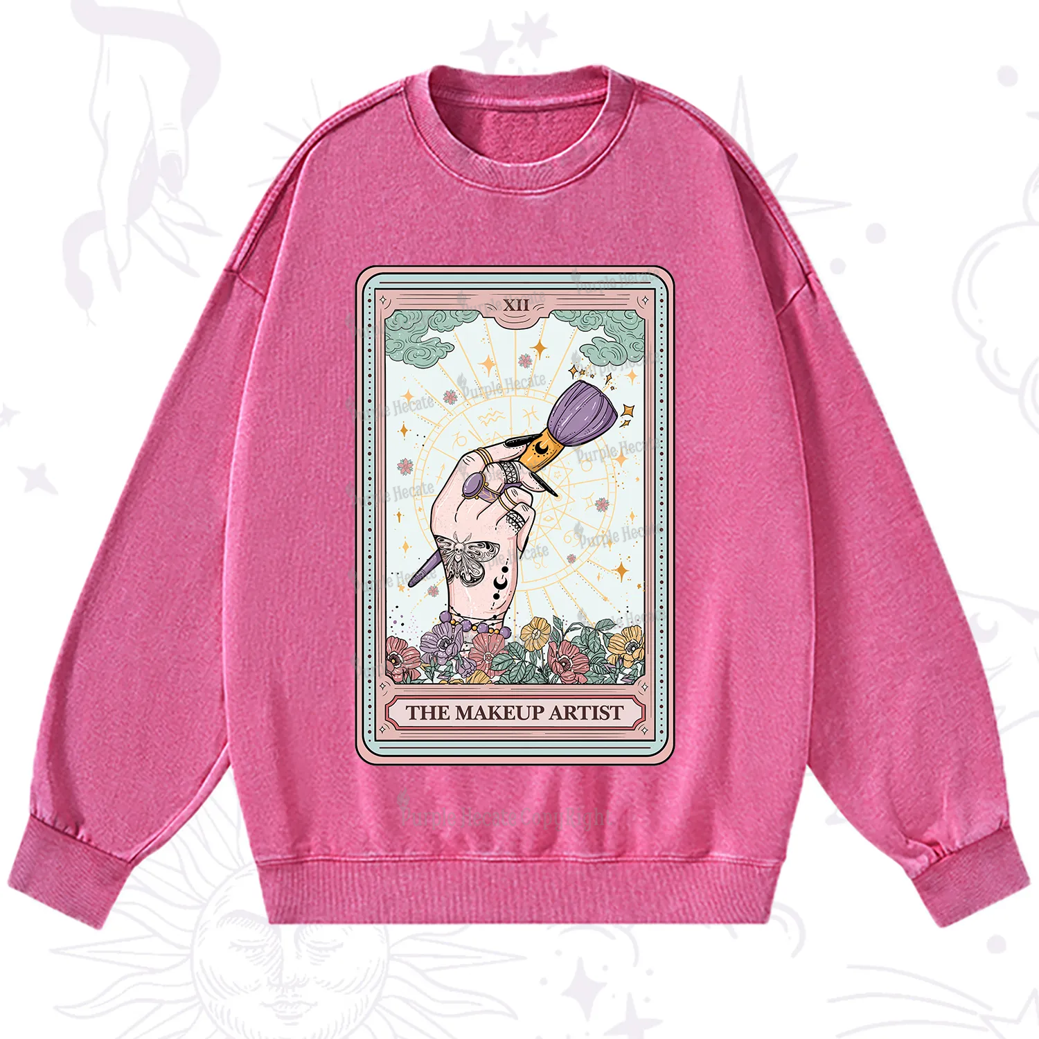 Purplehecate The Makeup Artist Tarot Washed Sweatshirt