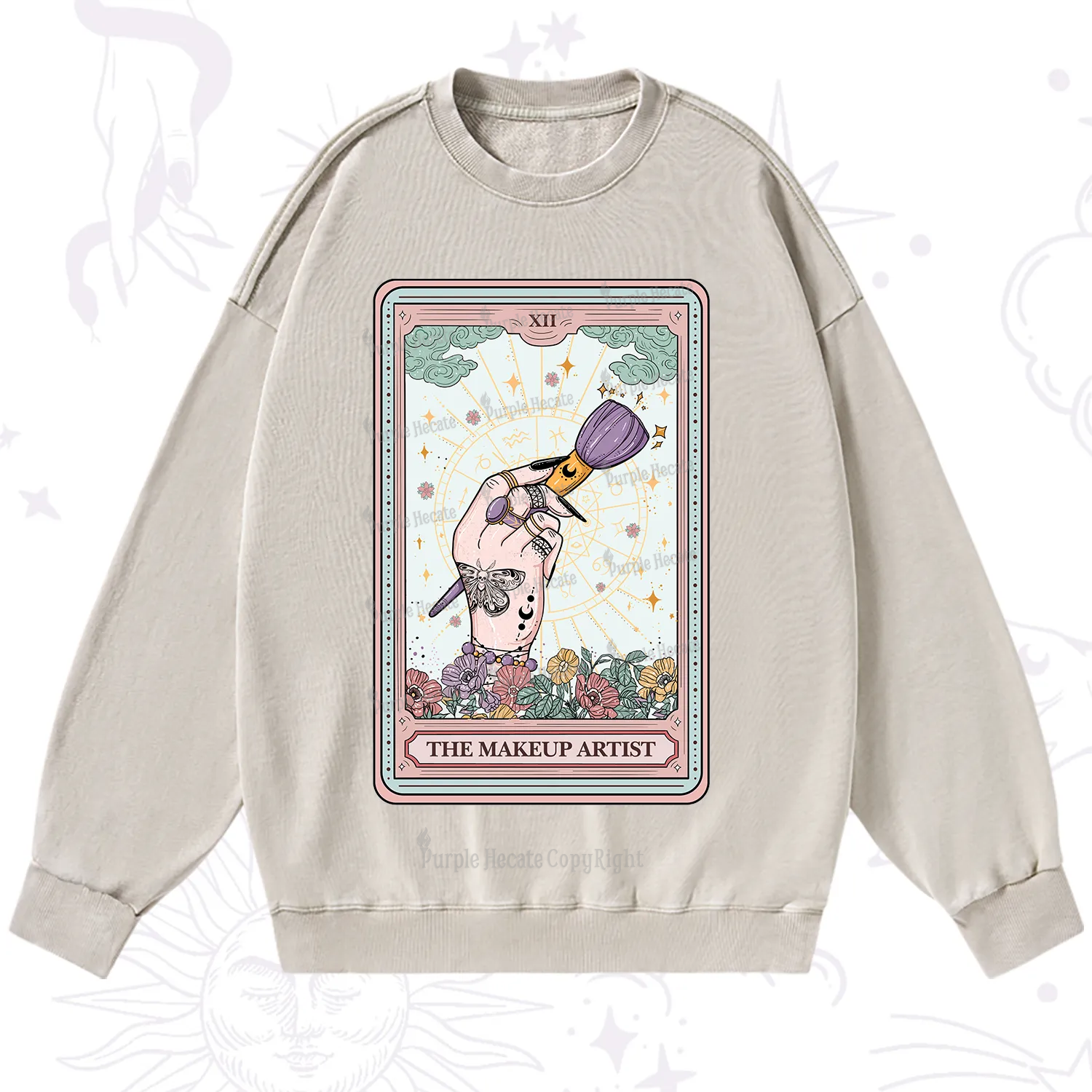 Purplehecate The Makeup Artist Tarot Washed Sweatshirt