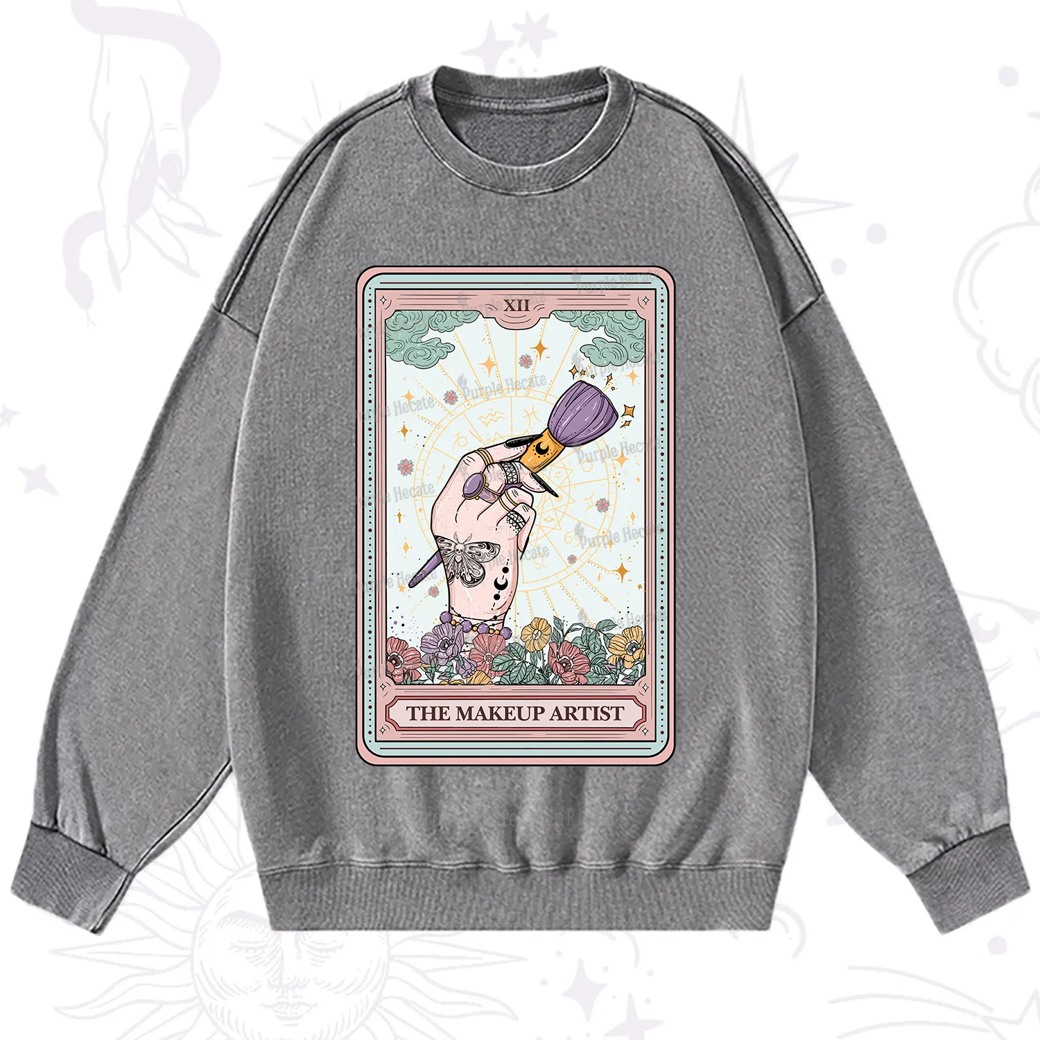 Purplehecate The Makeup Artist Tarot Washed Sweatshirt