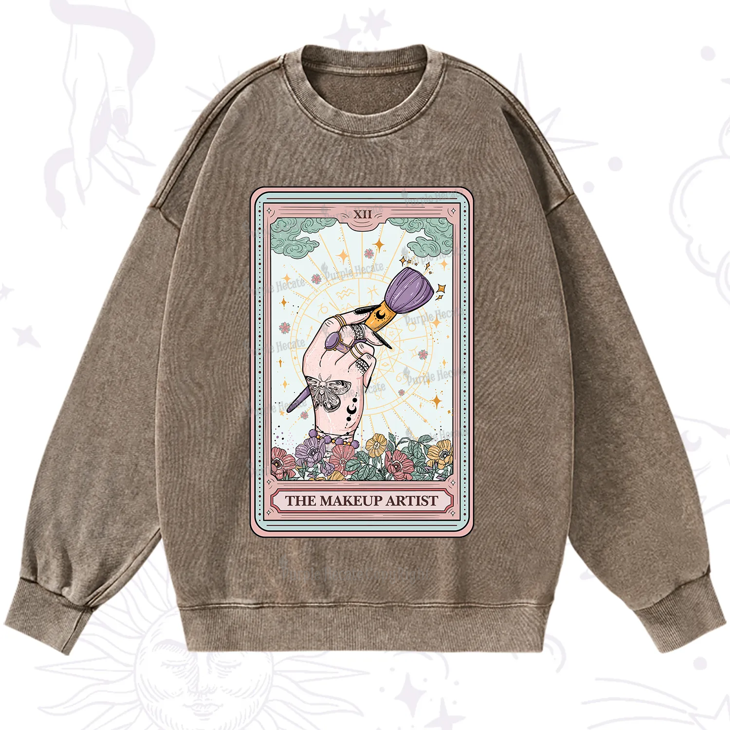 Purplehecate The Makeup Artist Tarot Washed Sweatshirt