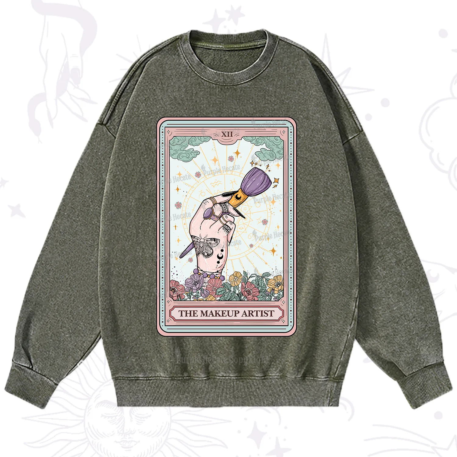 Purplehecate The Makeup Artist Tarot Washed Sweatshirt