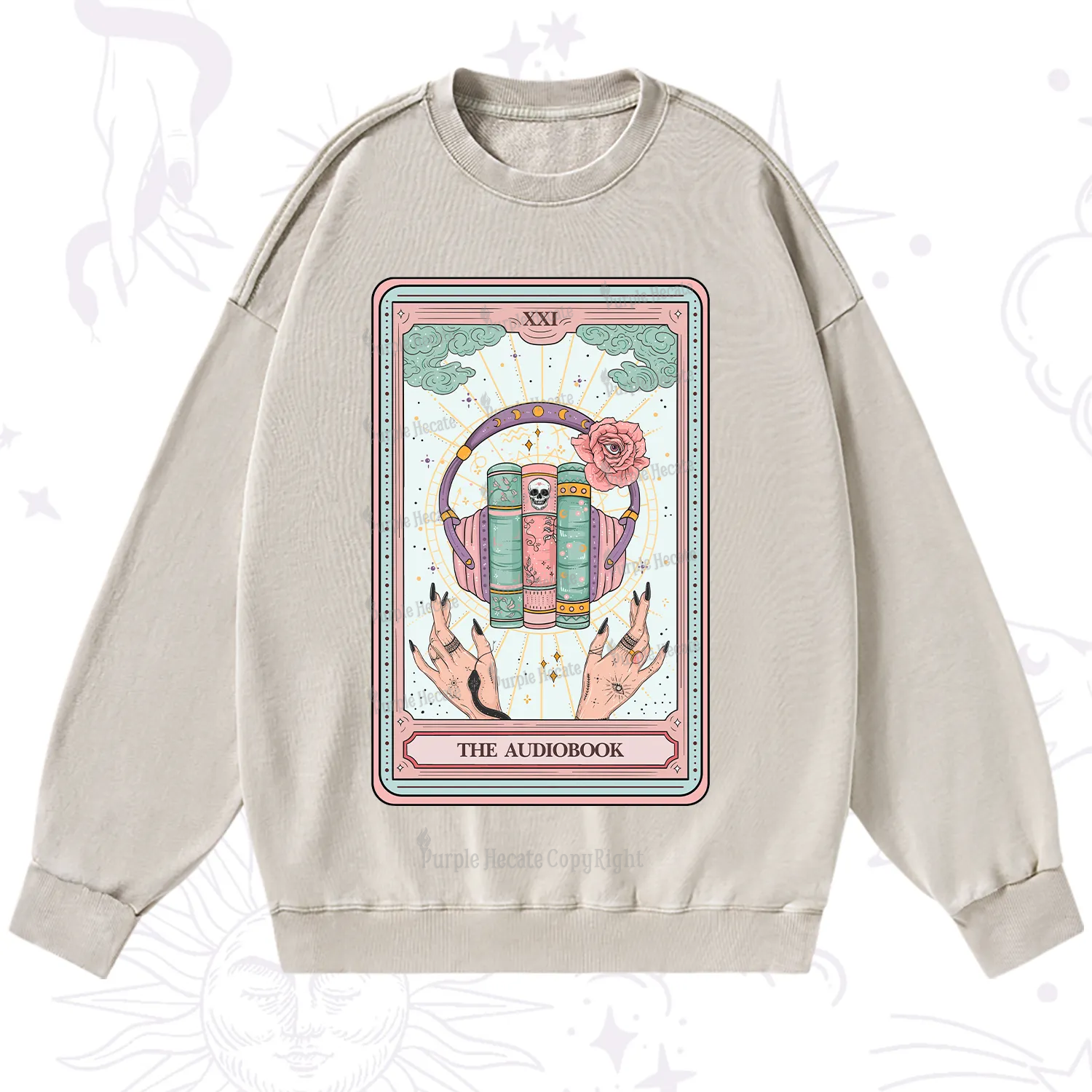 Purplehecate The Audiobook Tarot Washed Sweatshirt