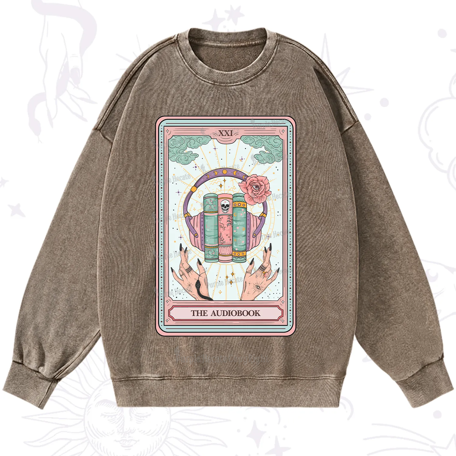 Purplehecate The Audiobook Tarot Washed Sweatshirt