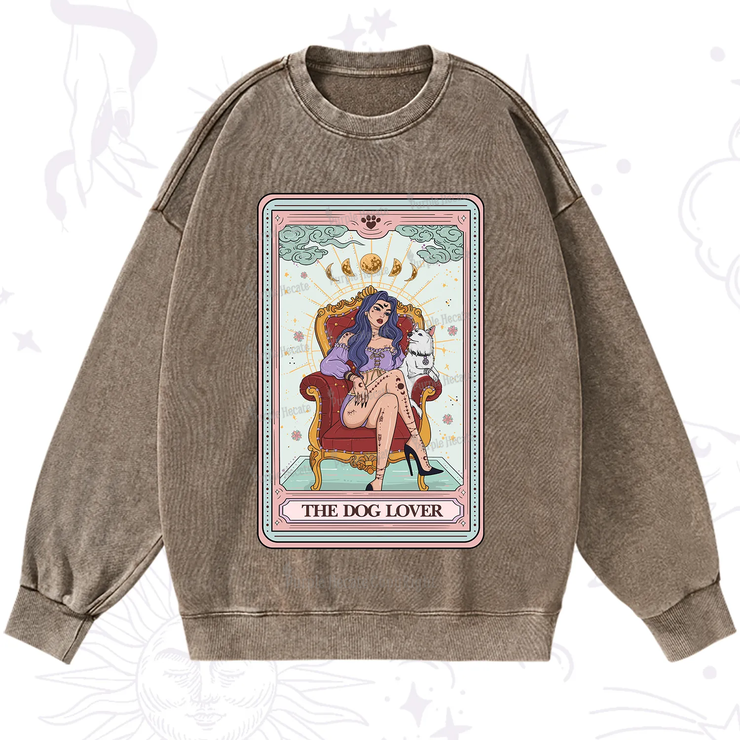 Purplehecate The Dog Lover Tarot Washed Sweatshirt