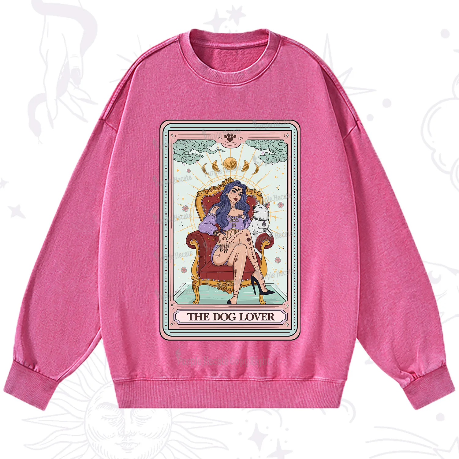 Purplehecate The Dog Lover Tarot Washed Sweatshirt