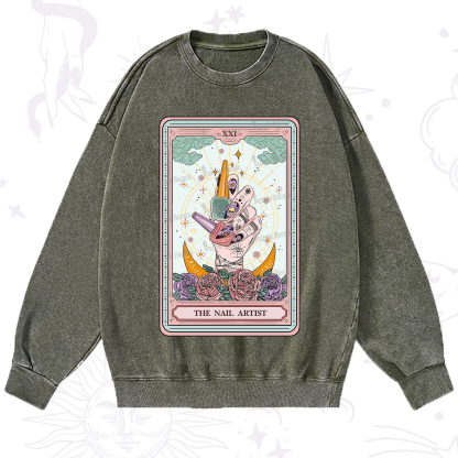 Purplehecate The Badass Nail Artist Tarot Washed Sweatshirt