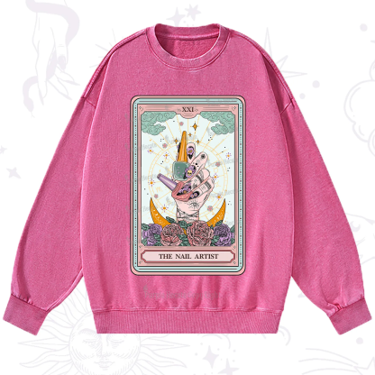 Purplehecate The Badass Nail Artist Tarot Washed Sweatshirt