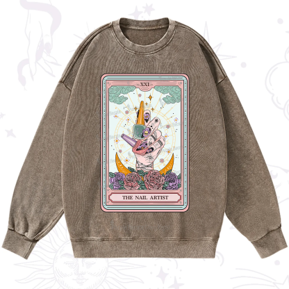 Purplehecate The Badass Nail Artist Tarot Washed Sweatshirt