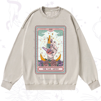 Purplehecate The Badass Nail Artist Tarot Washed Sweatshirt