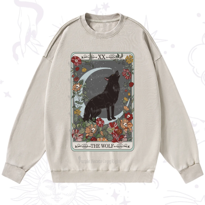 Purplehecate The Wolf Tarot Washed Sweatshirt
