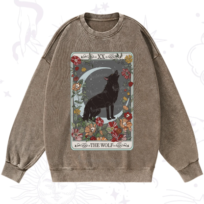 Purplehecate The Wolf Tarot Washed Sweatshirt