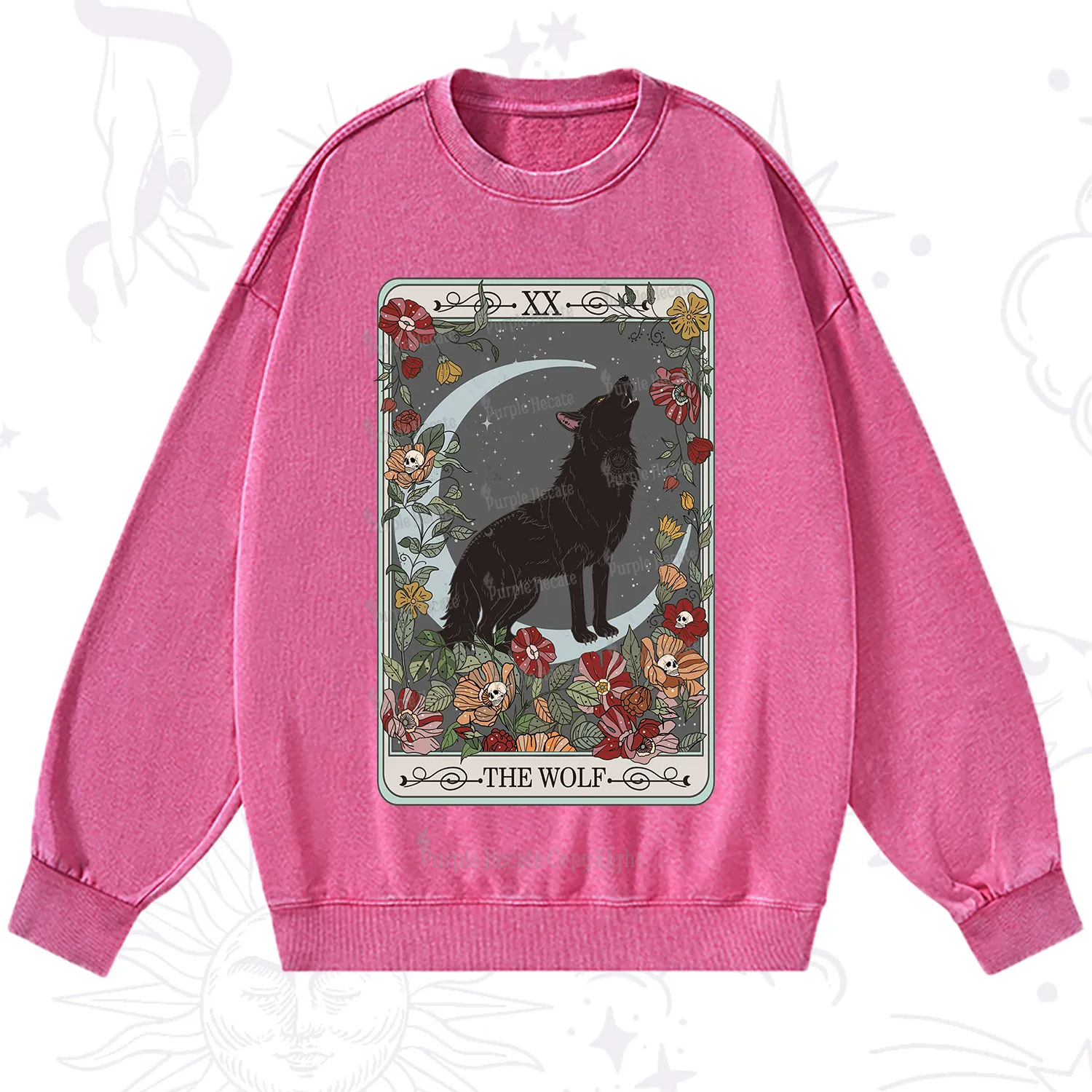Purplehecate The Wolf Tarot Washed Sweatshirt