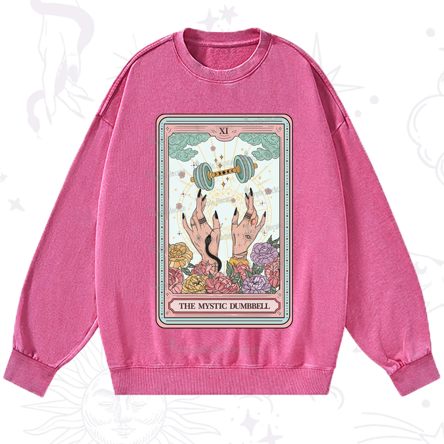 Purplehecate The Mystic Dumbbell Tarot Washed Sweatshirt