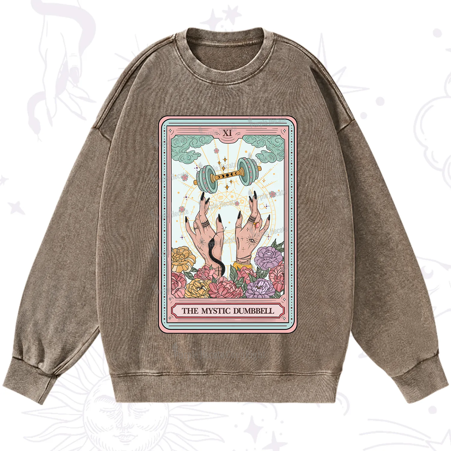 Purplehecate The Mystic Dumbbell Tarot Washed Sweatshirt
