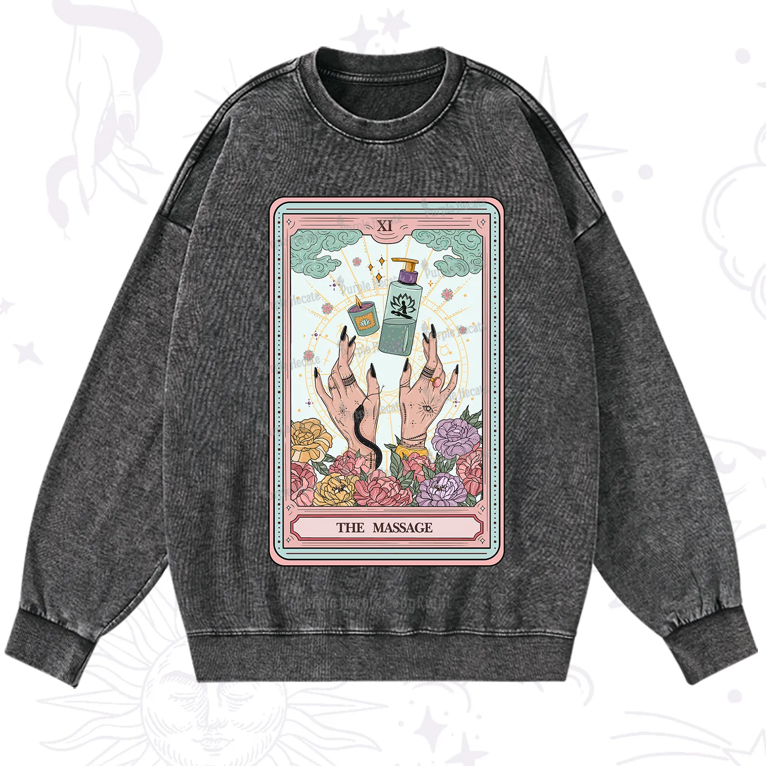 Purplehecate The Massage Tarot Washed Sweatshirt