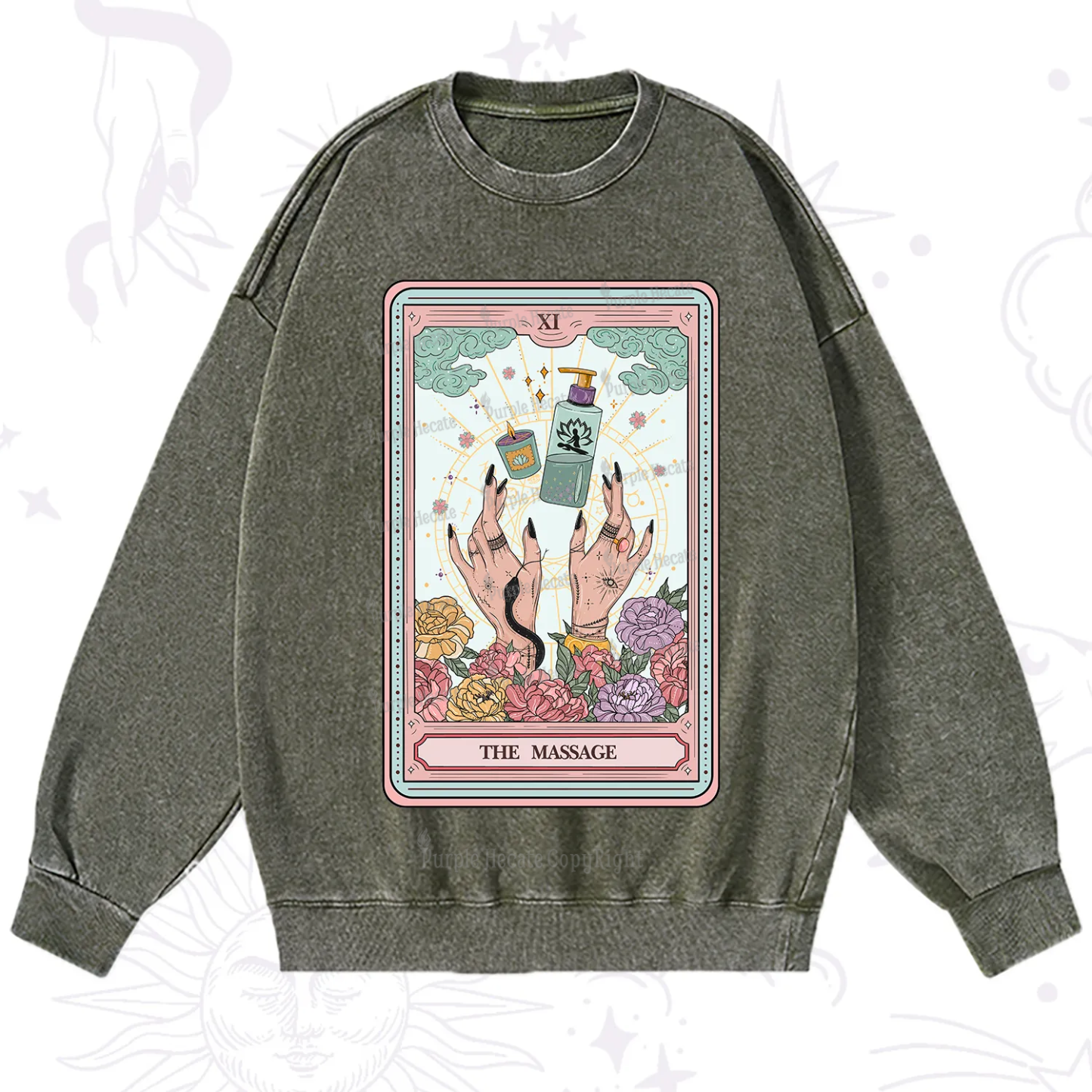 Purplehecate The Massage Tarot Washed Sweatshirt