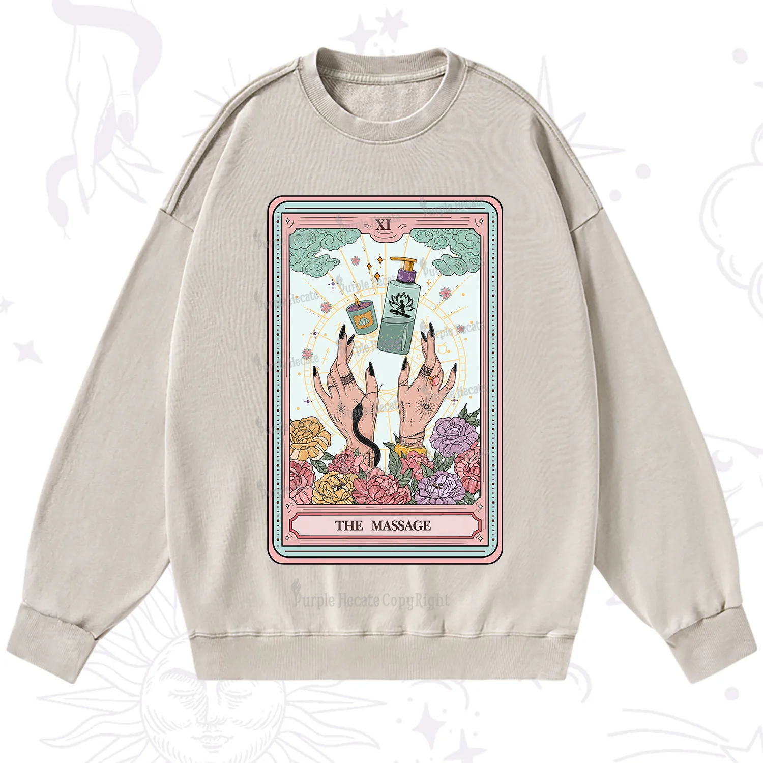 Purplehecate The Massage Tarot Washed Sweatshirt