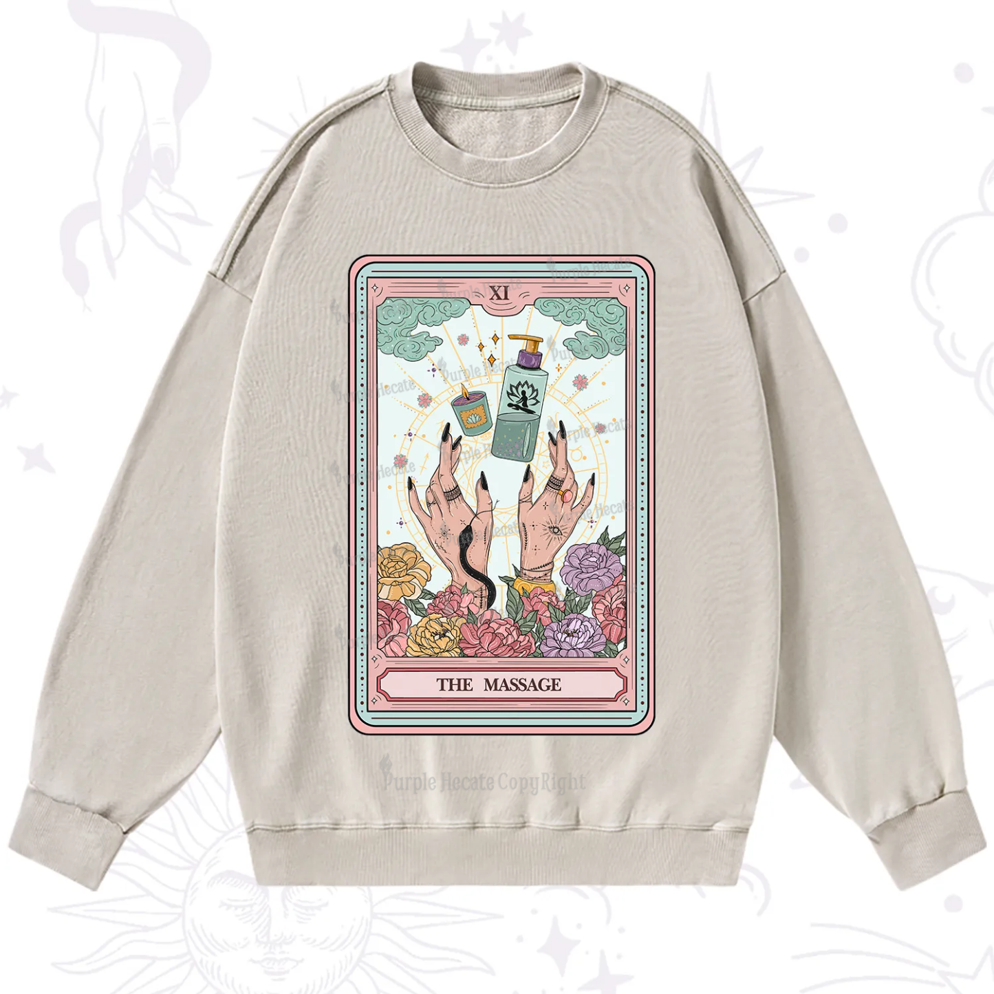 Purplehecate The Massage Tarot Washed Sweatshirt