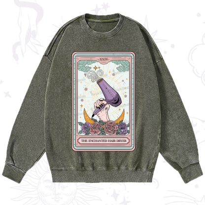 Purplehecate The Enchanted Hair Dryer Tarot Washed Sweatshirt