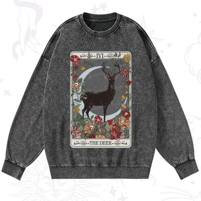 Purplehecate The Deer Tarot Washed Sweatshirt