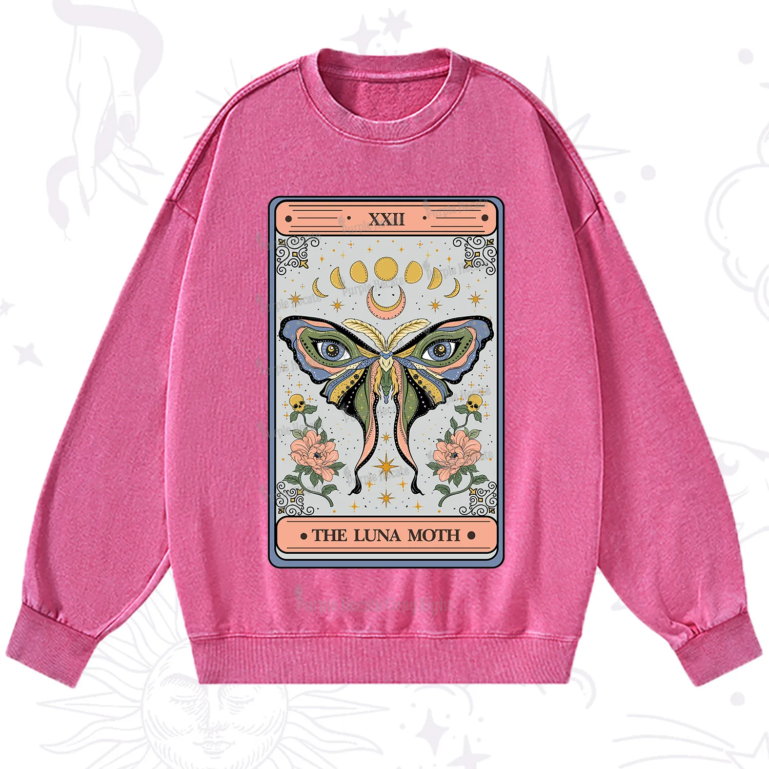 Purplehecate The Luna Moth Tarot Washed Sweatshirt