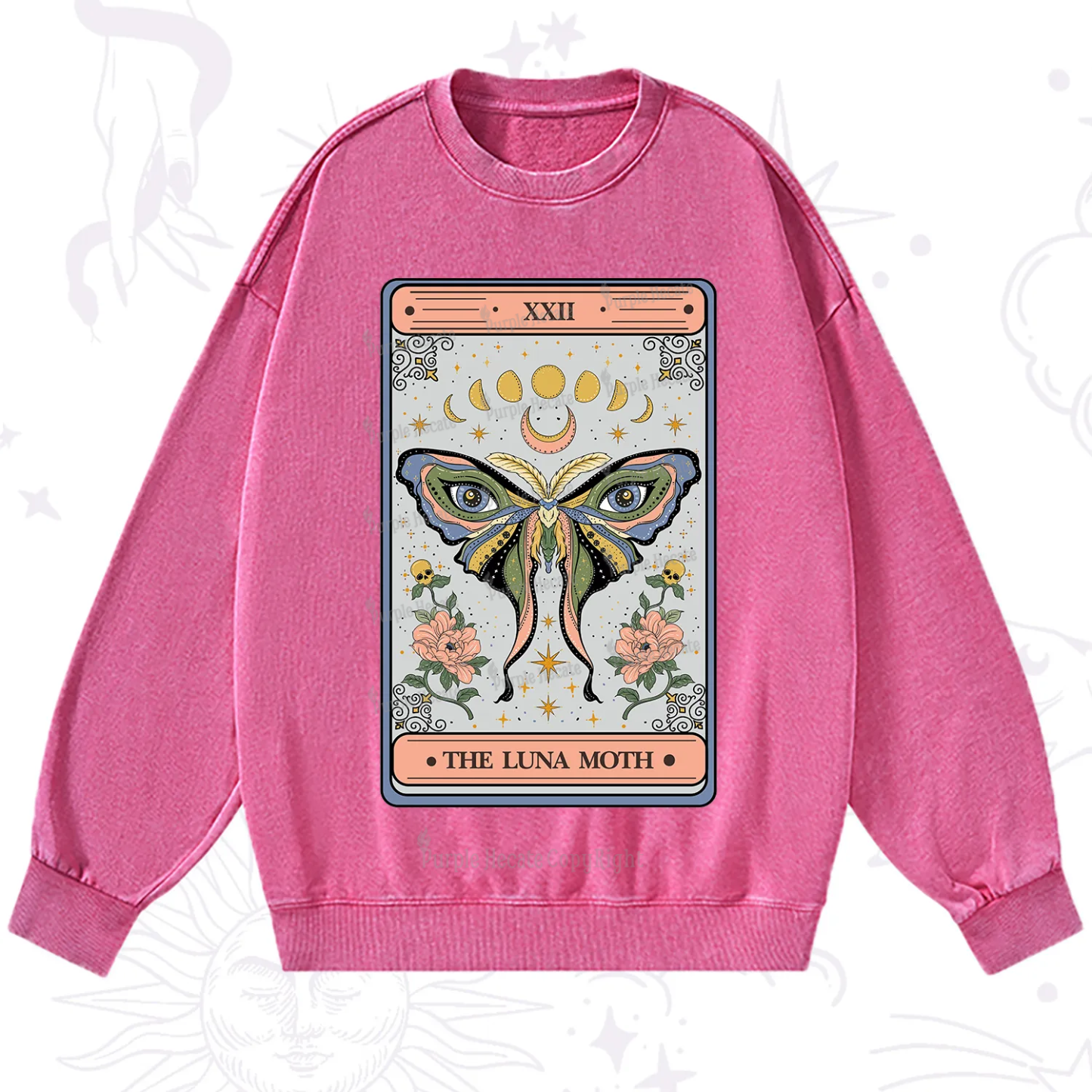 Purplehecate The Luna Moth Tarot Washed Sweatshirt