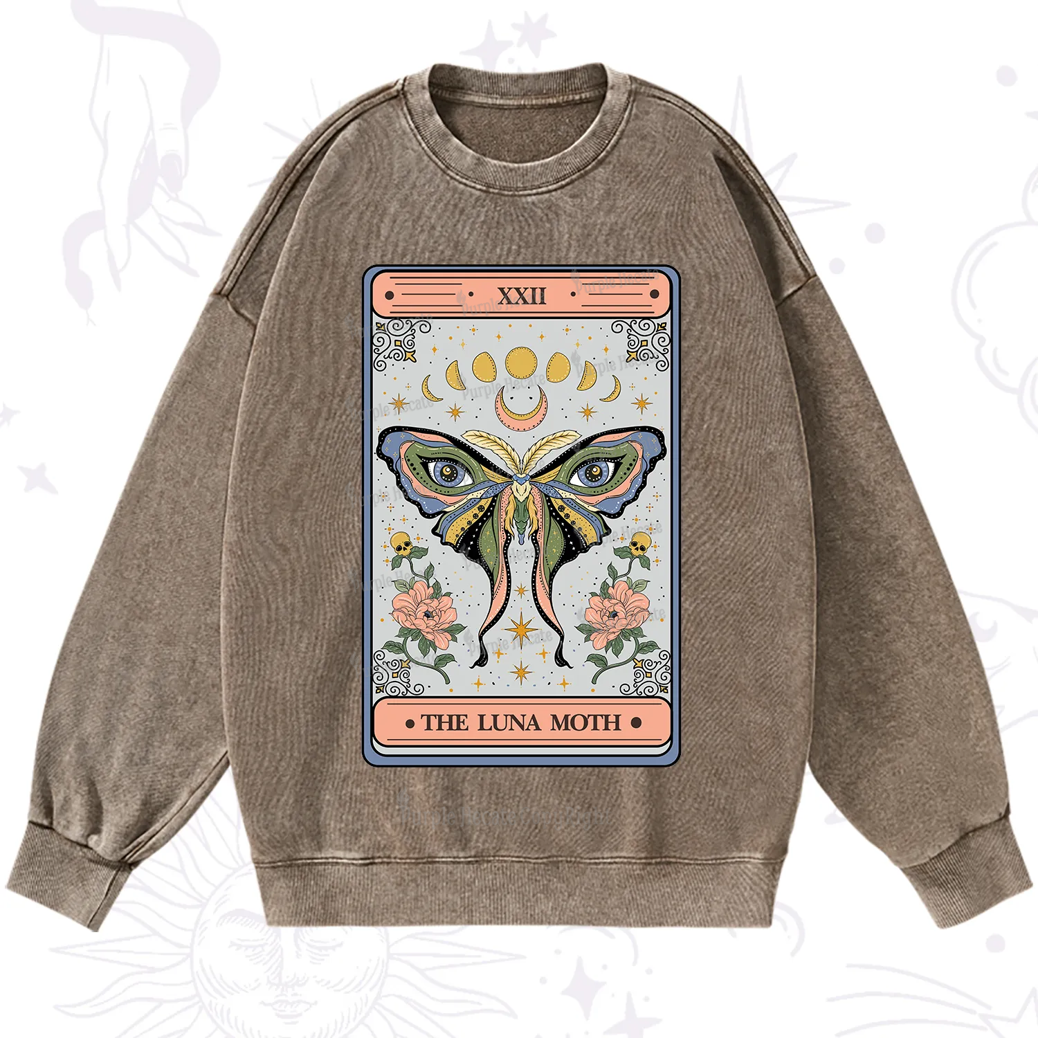 Purplehecate The Luna Moth Tarot Washed Sweatshirt