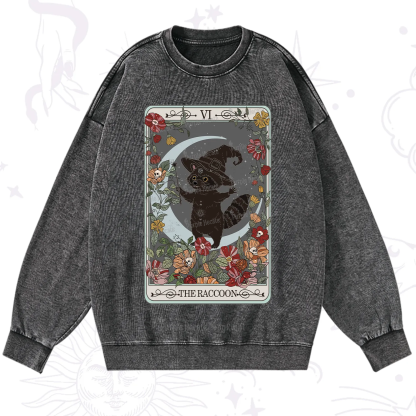 Purplehecate The Raccoon Tarot Washed Sweatshirt