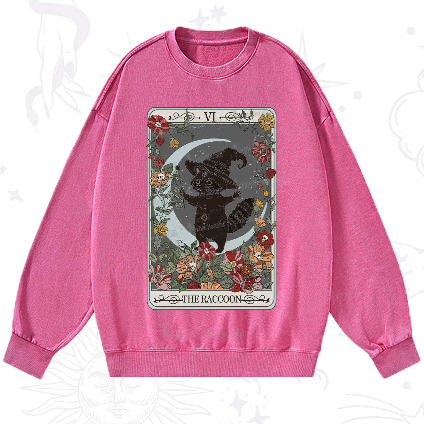 Purplehecate The Raccoon Tarot Washed Sweatshirt
