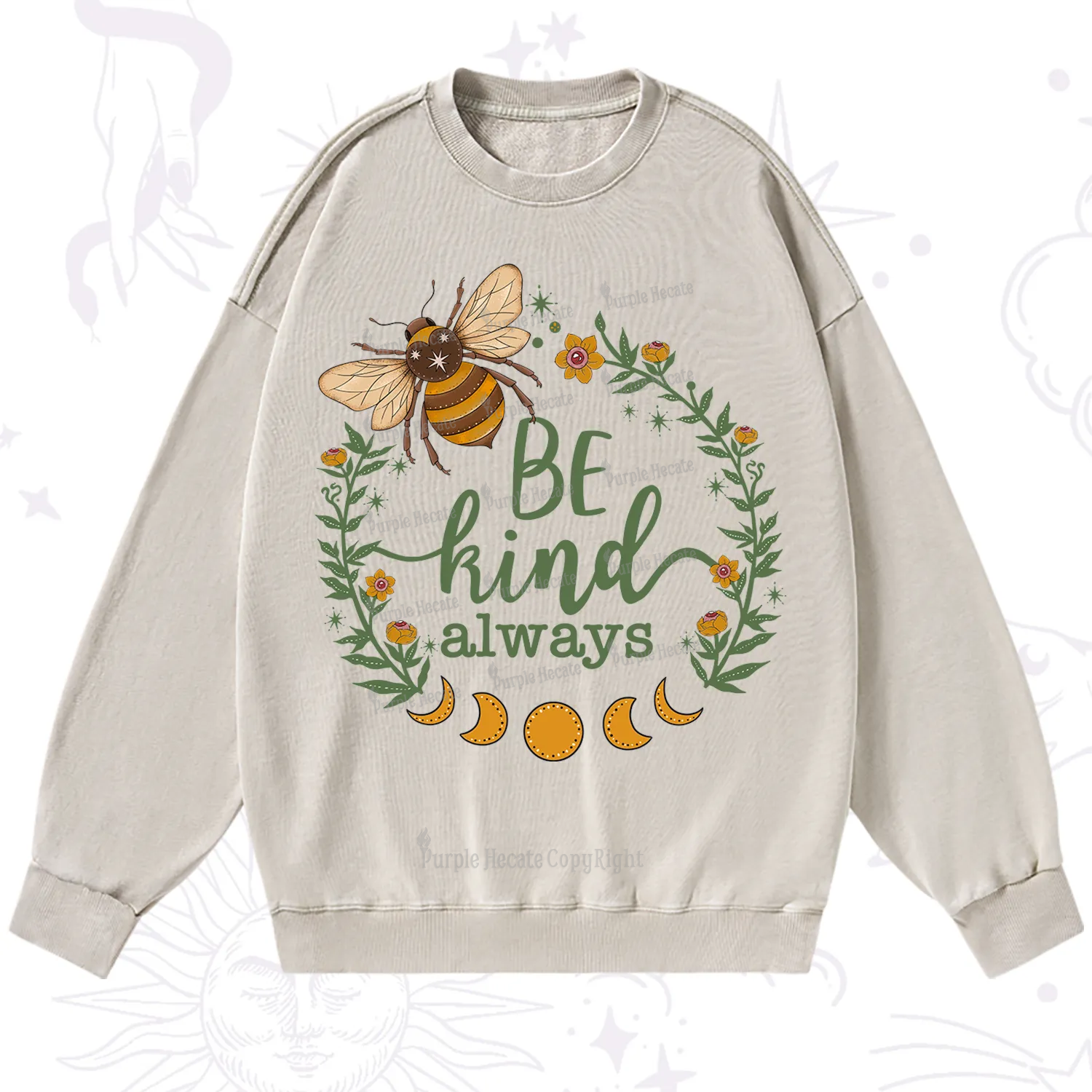 Purplehecate Be Kind Always Washed Sweatshirt