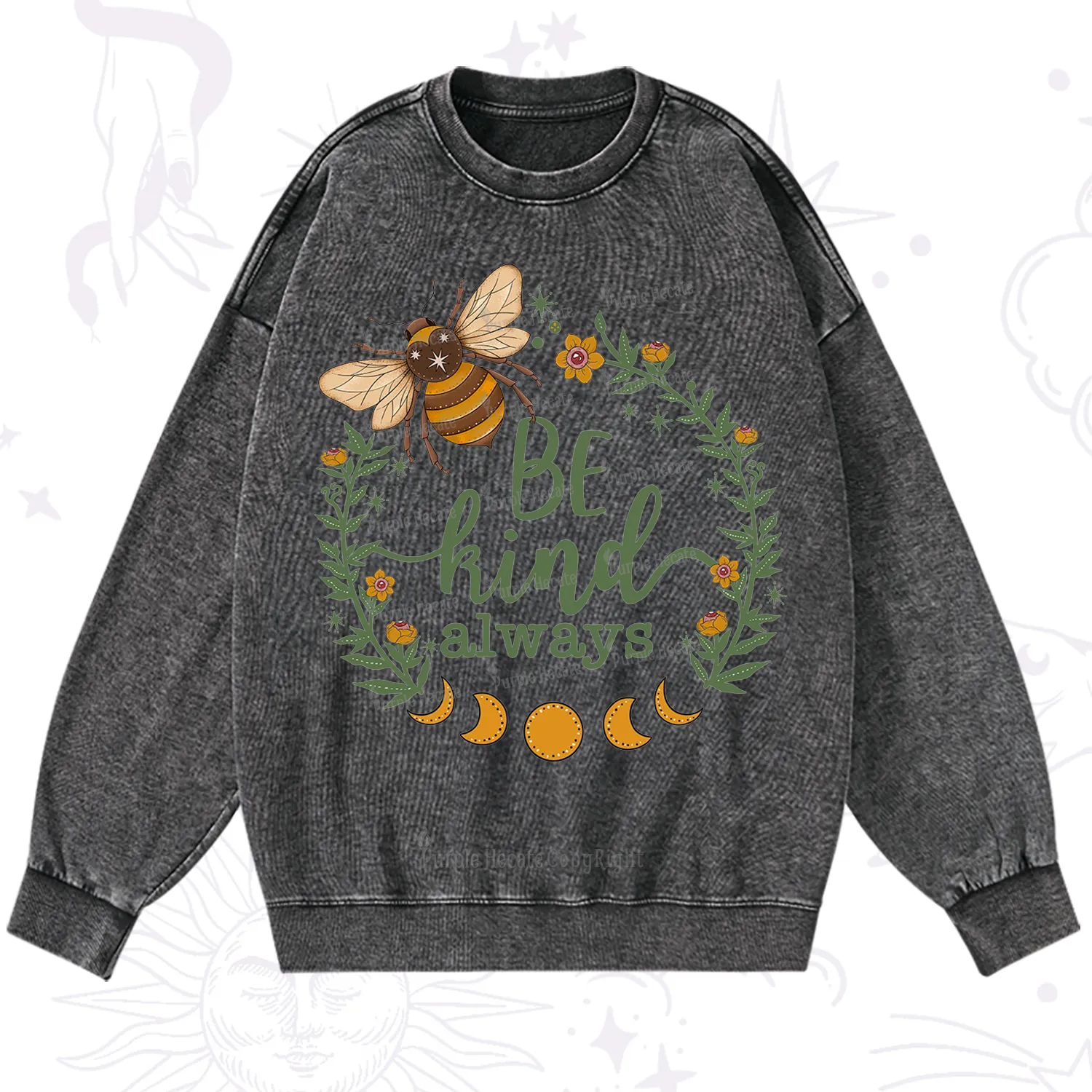 Purplehecate Be Kind Always Washed Sweatshirt