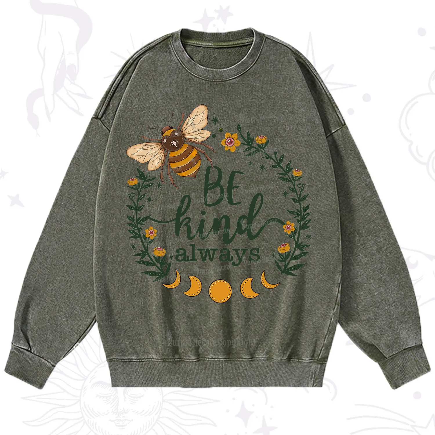 Purplehecate Be Kind Always Washed Sweatshirt
