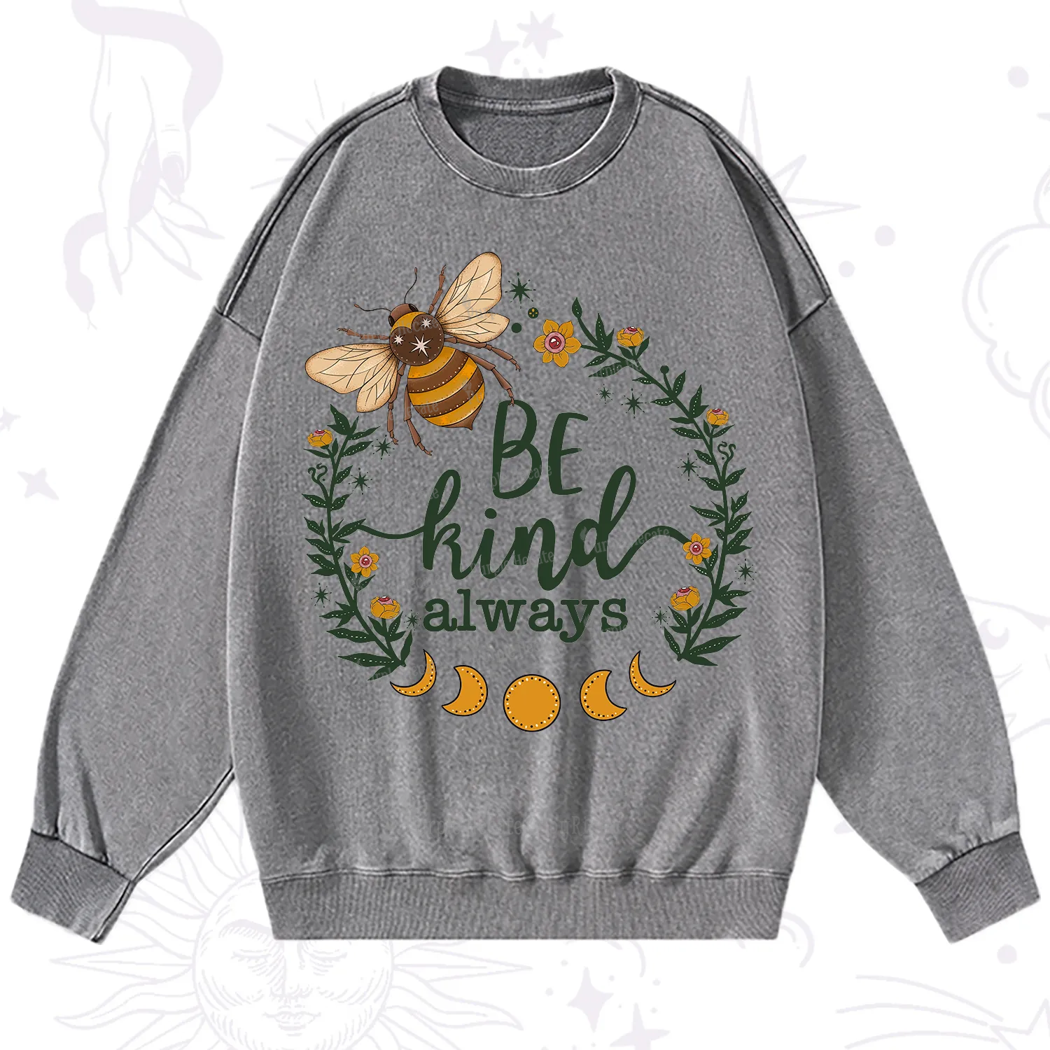 Purplehecate Be Kind Always Washed Sweatshirt