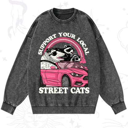 Purplehecate Support Local Street Cats Washed Sweatshirt