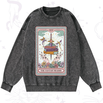 Purplehecate The Fantasy Reader Tarot Washed Sweatshirt