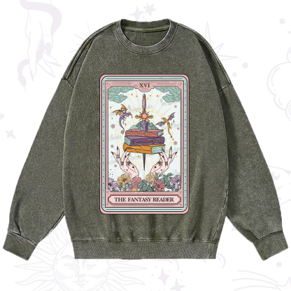 Purplehecate The Fantasy Reader Tarot Washed Sweatshirt