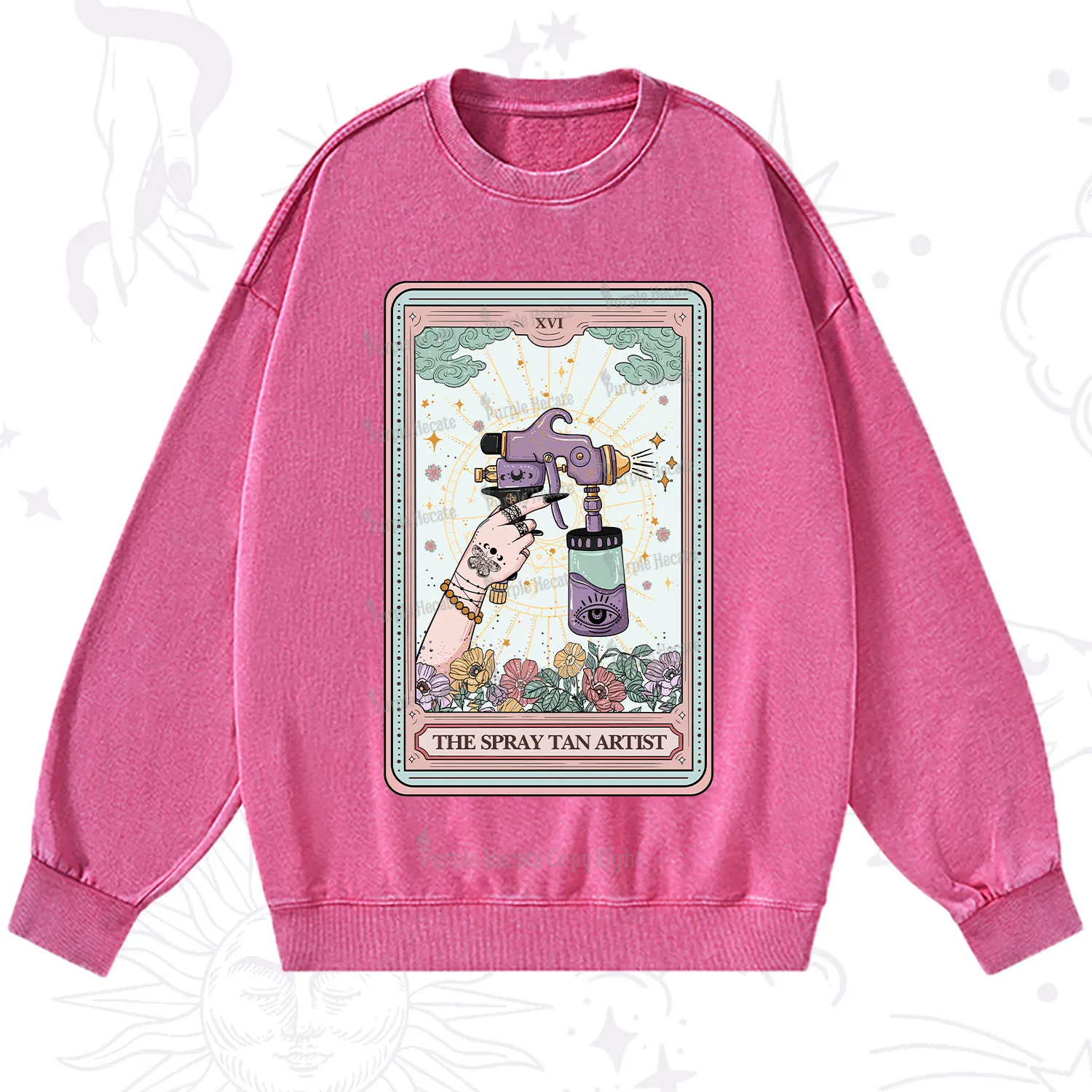 Purplehecate The Spary Tan Artist Tarot Washed Sweatshirt