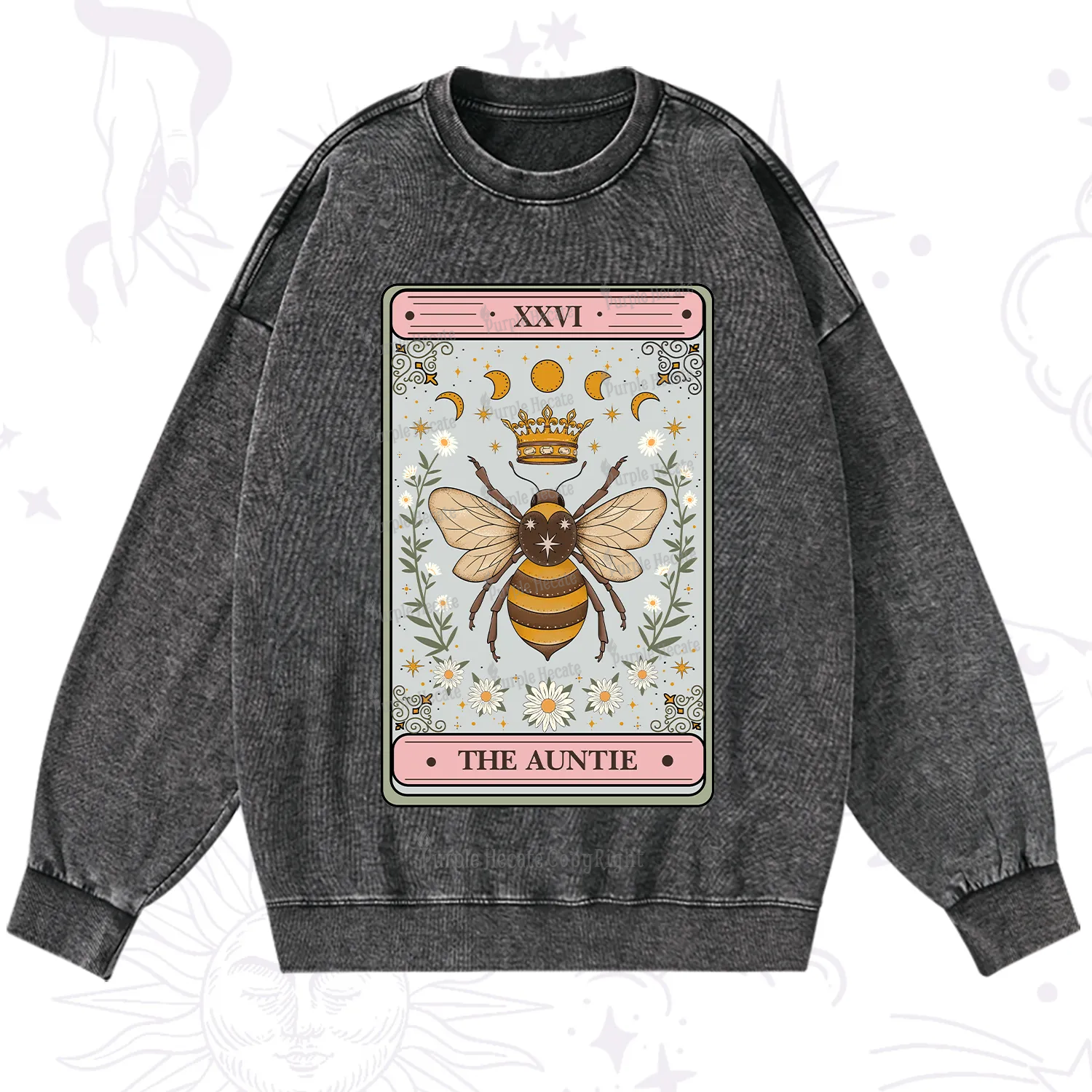 Purplehecate The Auntie Tarot Washed Sweatshirt