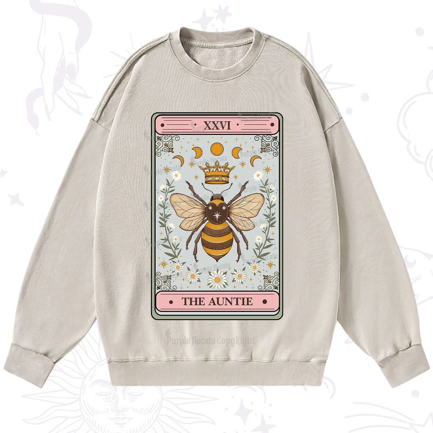Purplehecate The Auntie Tarot Washed Sweatshirt
