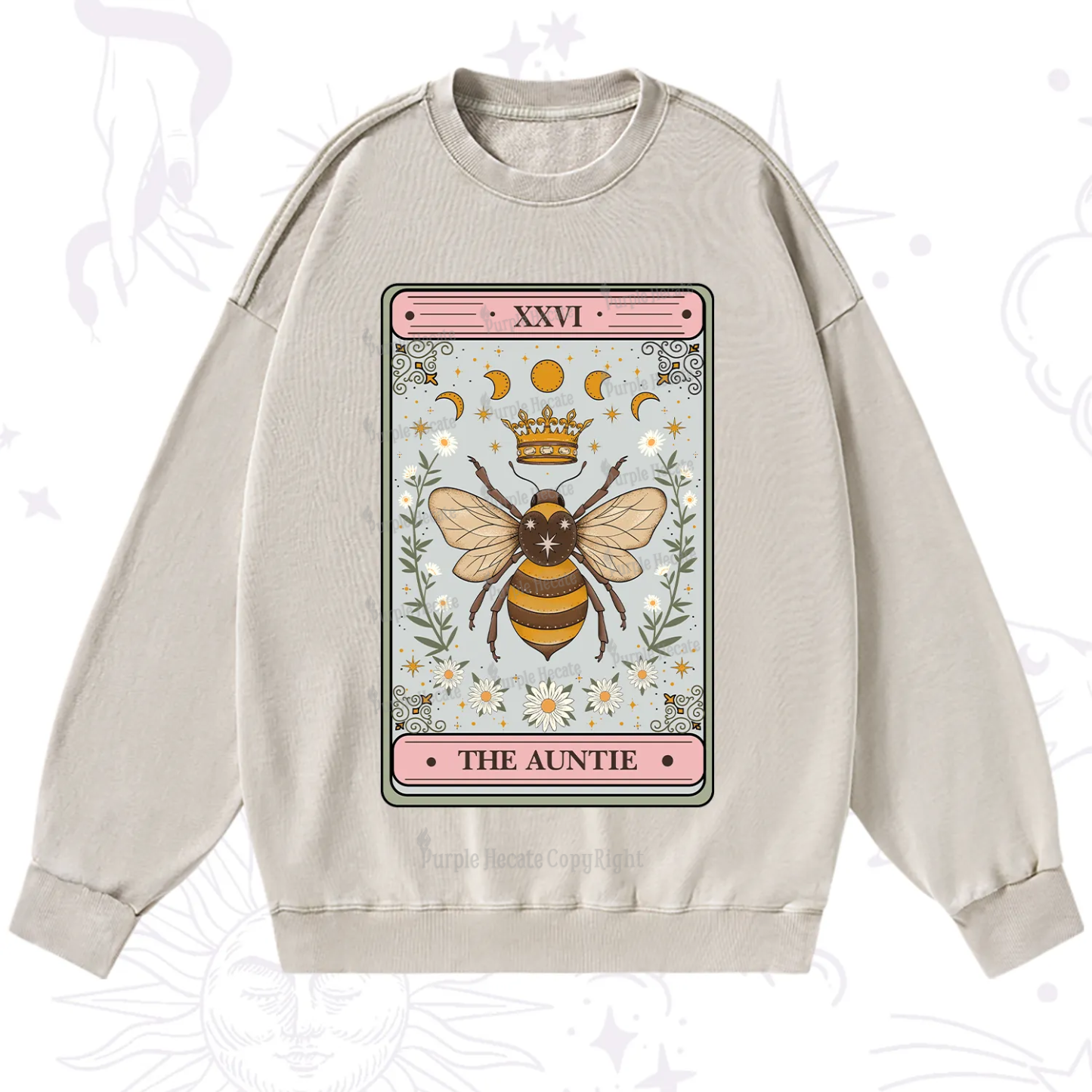 Purplehecate The Auntie Tarot Washed Sweatshirt