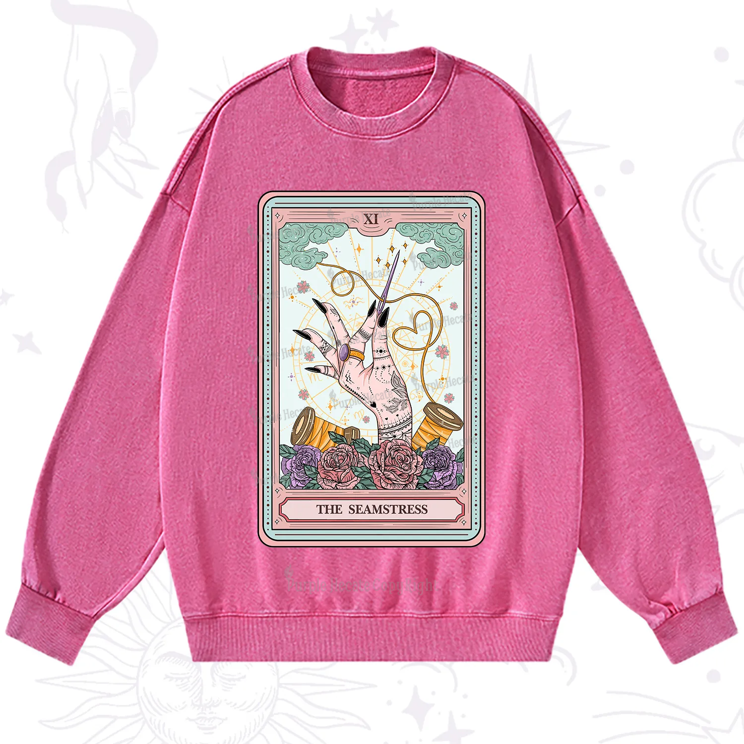 Purplehecate The Seamstress Tarot Washed Sweatshirt