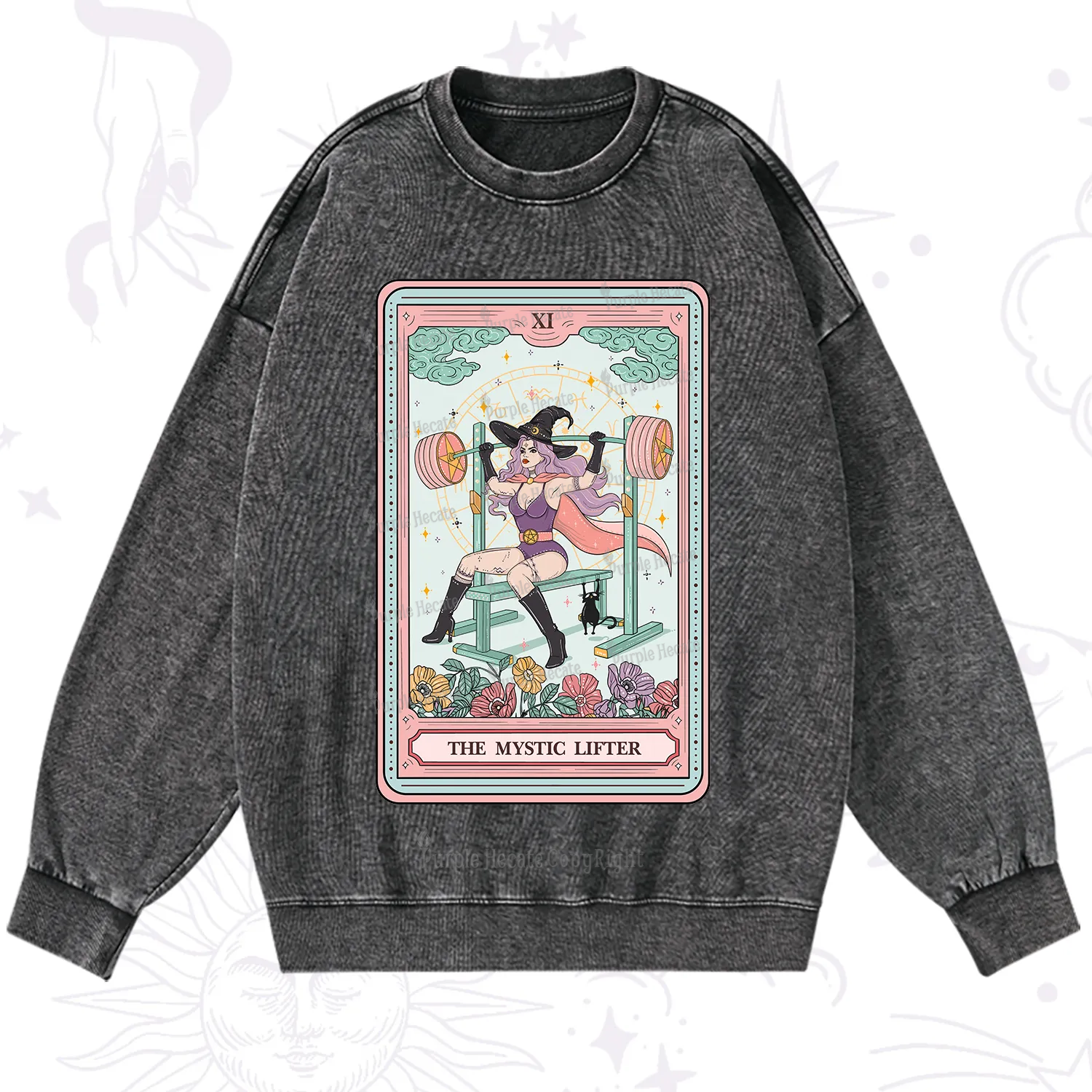 Purplehecate The Mystic Lifter Tarot Washed Sweatshirt